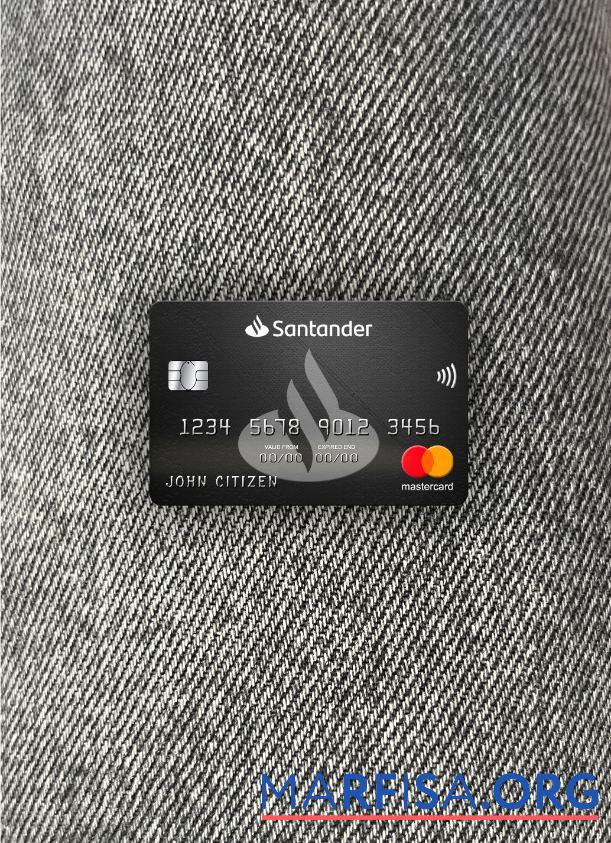 Downloadable United Kingdom Santander bank mastercard photolook front download for verification